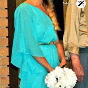 Tiffany blue one shoulder butterfly dress